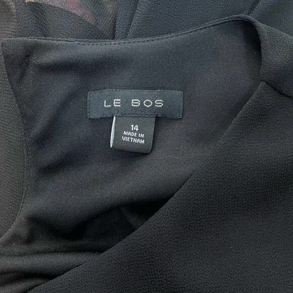 Le Bos Long Sleeve Bead Embellished Blouse Black Career Date Night Classy Top - Picture 10 of 13